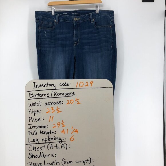 Lane Bryant blue Stretch  Distressed Skinny Jeans Double Released Hem Size 20 - Picture 14 of 16